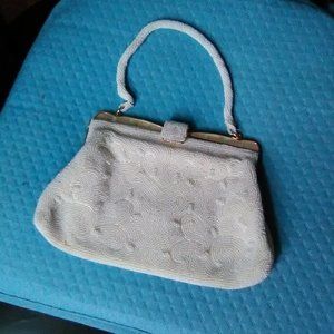 White-Beaded Handbag